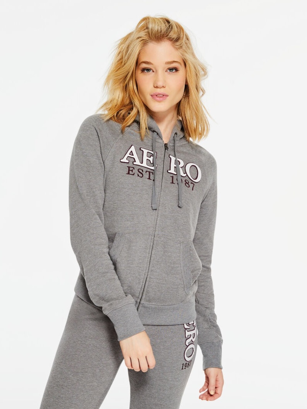 Vintage Aero Gray Zip-Up Hoodie size small